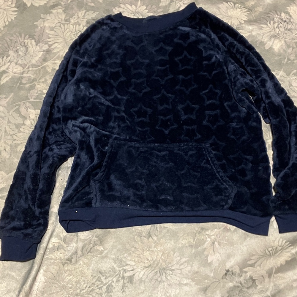 Plush Navy Star Imprint Sweater